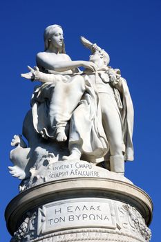 Lord Byron (George Gordon Byron VI 1788-1824) monument in Athens Greece