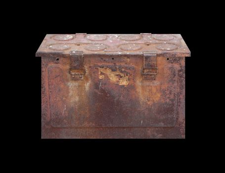 Rusty box isolated in black