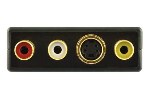 Video and audio connectors isolated in white