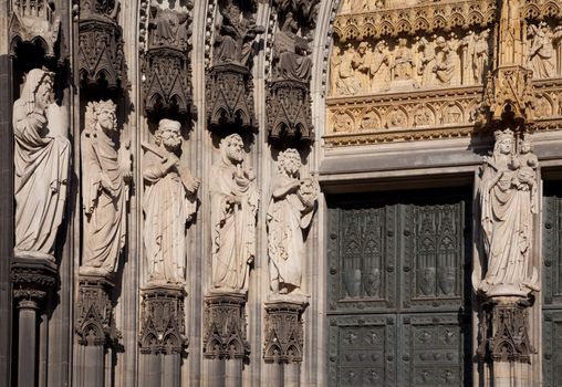 Detail of the Facade of the Cathedral in Cologne (Köln), Germany.