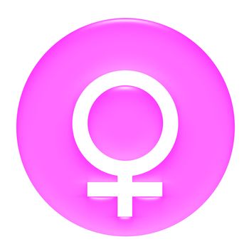 Female symbol 3d pink gel framed isolated in white