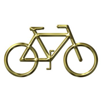 Golden bicycle isolated in white