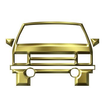 3d golden car isolated in white