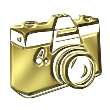 Golden camera isolated in white