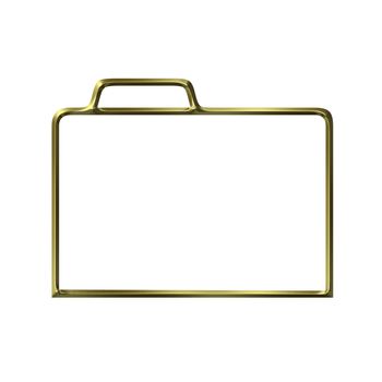 3d golden closed folder silhouette isolated in white