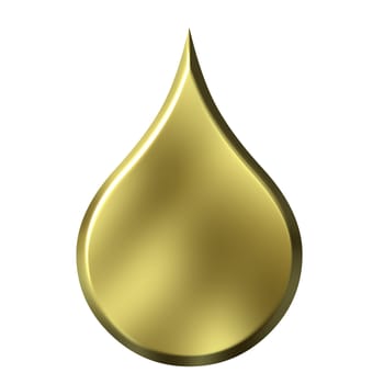 3d golden drop isolated in white