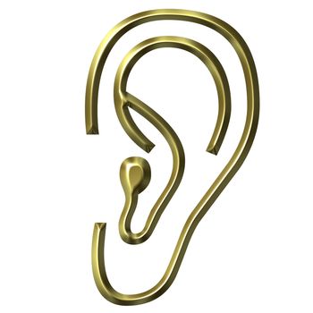 3d golden ear isolated in white