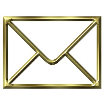 Golden envelope isolated in white