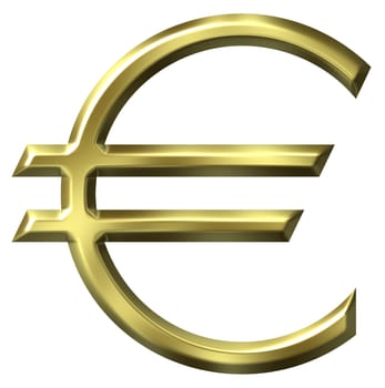 Golden euro currency symbol isolated in white