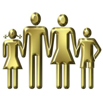 3d golden family value concept isolated in white