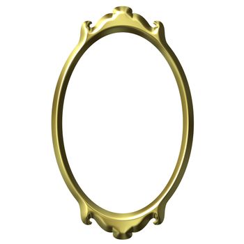 3d golden frame isolated in white