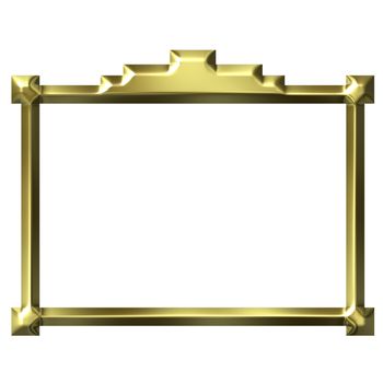 3d golden frame isolated in white