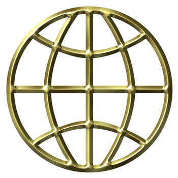 3d golden globe isolated in white