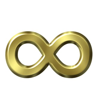 Golden infinity symbol isolated in white