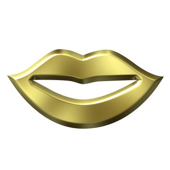 3d golden lips isolated in white