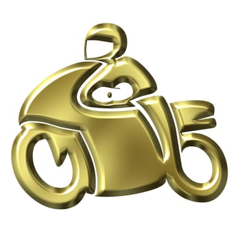 3d golden motorbike isolated in white