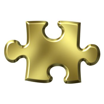 3d golden puzzle piece isolated in white