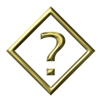 3d golden question mark isolated in white