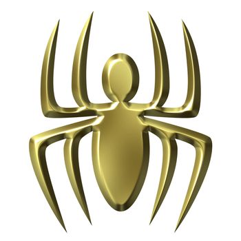 3d golden spider isolated in white