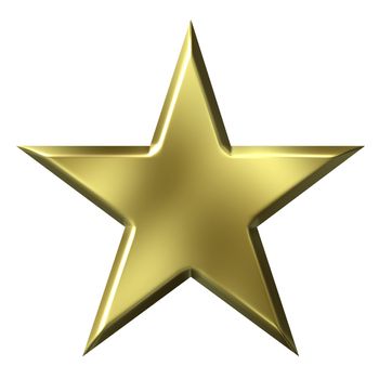 3d golden star isolated in white