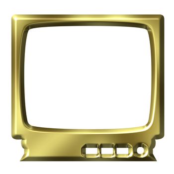 Golden TV isolated in white