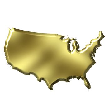 3d golden map of the united states of america