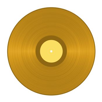 Golden vinyl record isolated in white