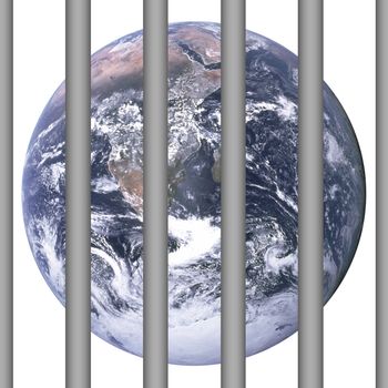 Jailed earth isolated in white