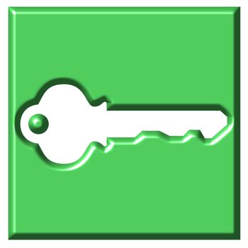 3d key button isolated in white