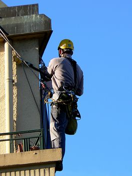 A man stick on a wall