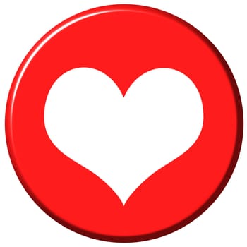 Love button isolated in white