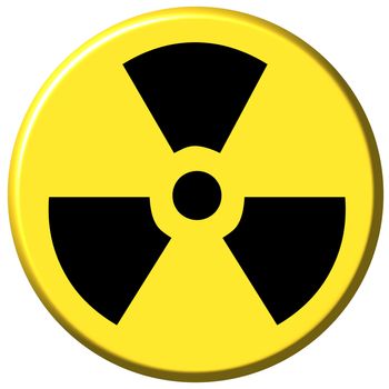 3d nuclear button isolated in white