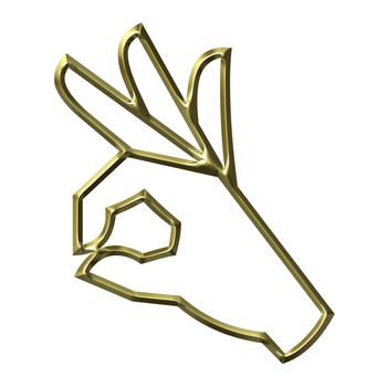 3d golden ok hand sign