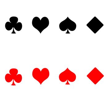 Playing card suits isolated in white