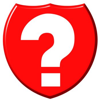 Question mark shield isolated in white