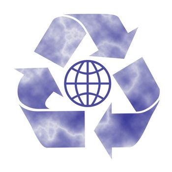 Recycling symbol isolated in white