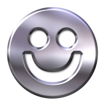 3d silver smiley isolated in white