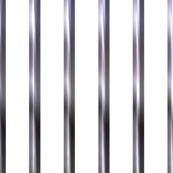 Shinning jail bars isolated in white