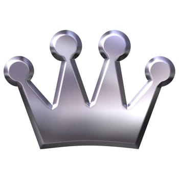 3d silver crown isolated in white