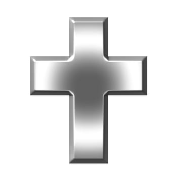 3d silver cross isolated in white