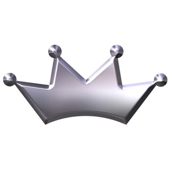 3d silver crown isolated in white