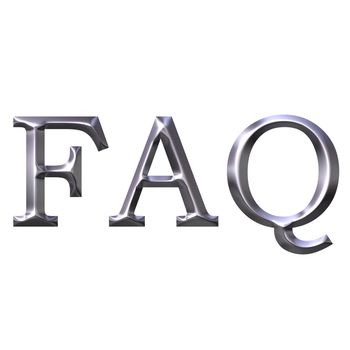 3d silver frequently asked questions isolated in white