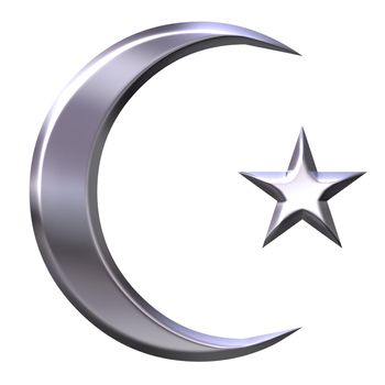 Silver islamic symbol isolated in white