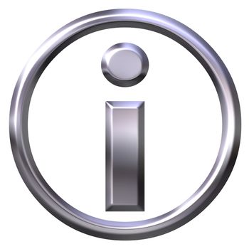 3d silver information symbol isolated in white