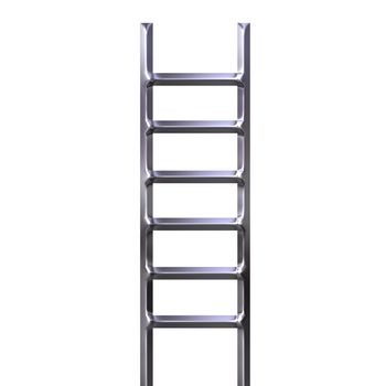 3d silver ladder isolated in white