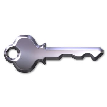 3d silver modern key isolated in white