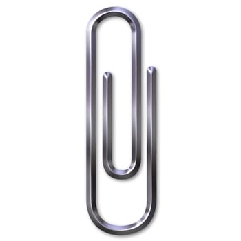 3d silver paper clip isolated in white