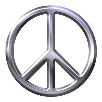 Silver peace symbol isolated in white