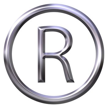 3d silver registered symbol isolated in white