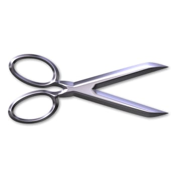 3d silver scissors isolated in white